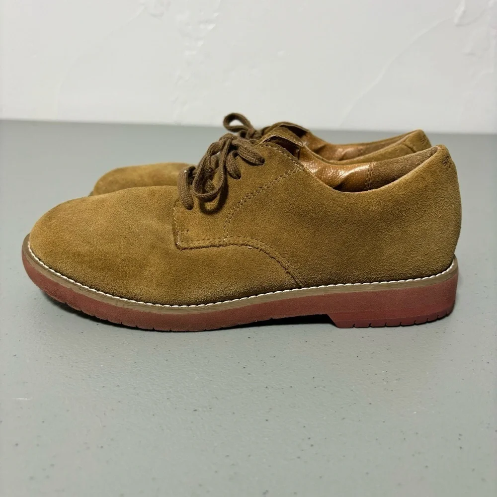 Sperry Top Sider Tevin Boys 2.5M Suede Leather Upper Brown Neutral Oxford Lace